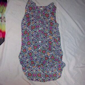 size medium womens shirt   pattern tank top boho print sheer cover up